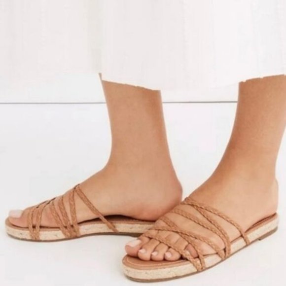 Madewell Kathryn Leather Braided Multi-Strap Espadrille Slide Sandal Size 11 - Picture 1 of 10